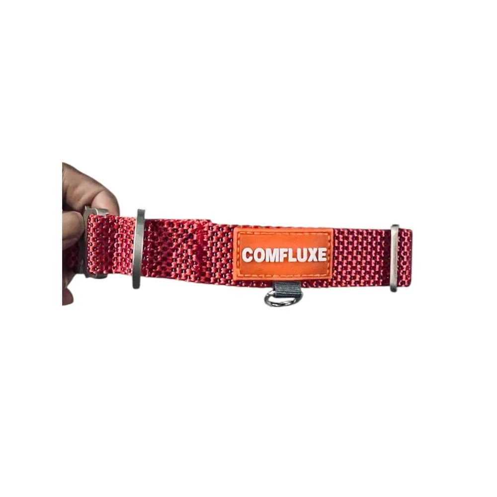 Comfluxe Dog Collar Pet Burgundy New Heavy Duty Nylon Metal Buckle - 10-16.5